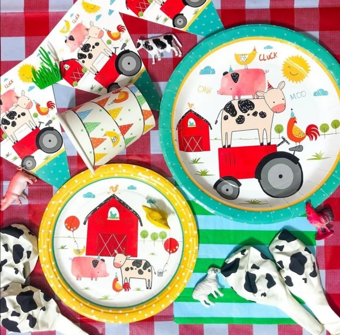 granja11 farm animals cups plates birthday party boys girls