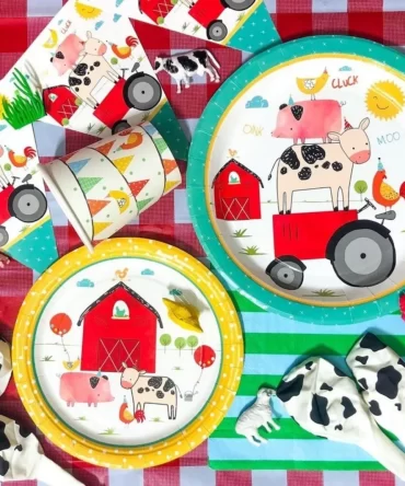 farm animals plates birthday party boys girls