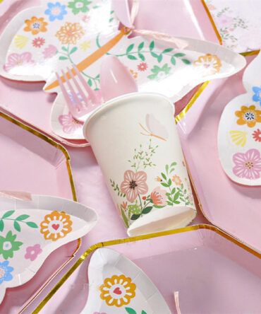 fancy butterfly tableware flowers plates cups birthday party girls