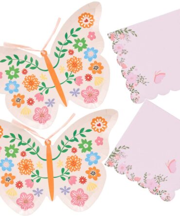 fancy butterfly tableware flowers plates napkins birthday party girls