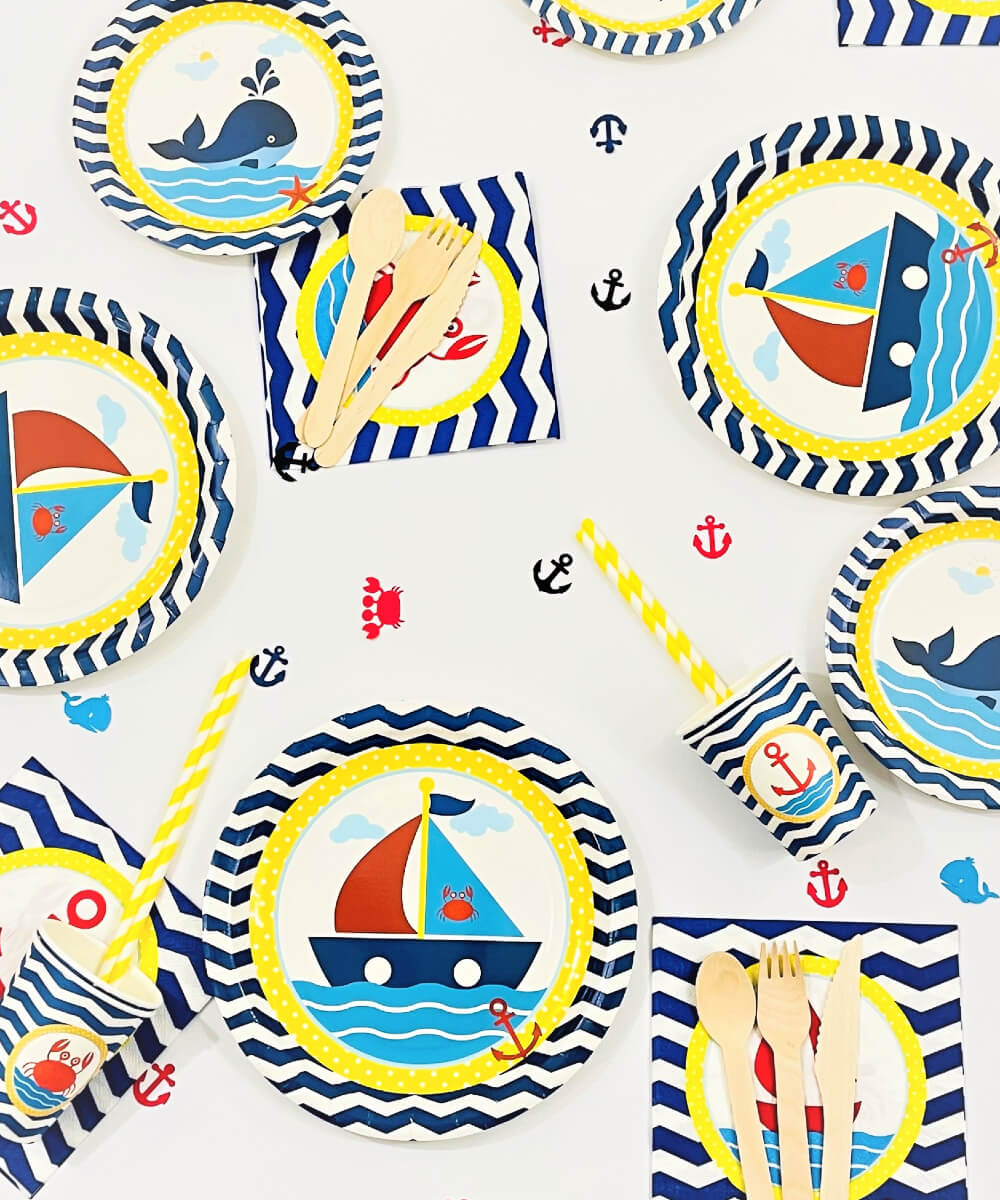 nautical-tableware Nautical party boat birthday boy