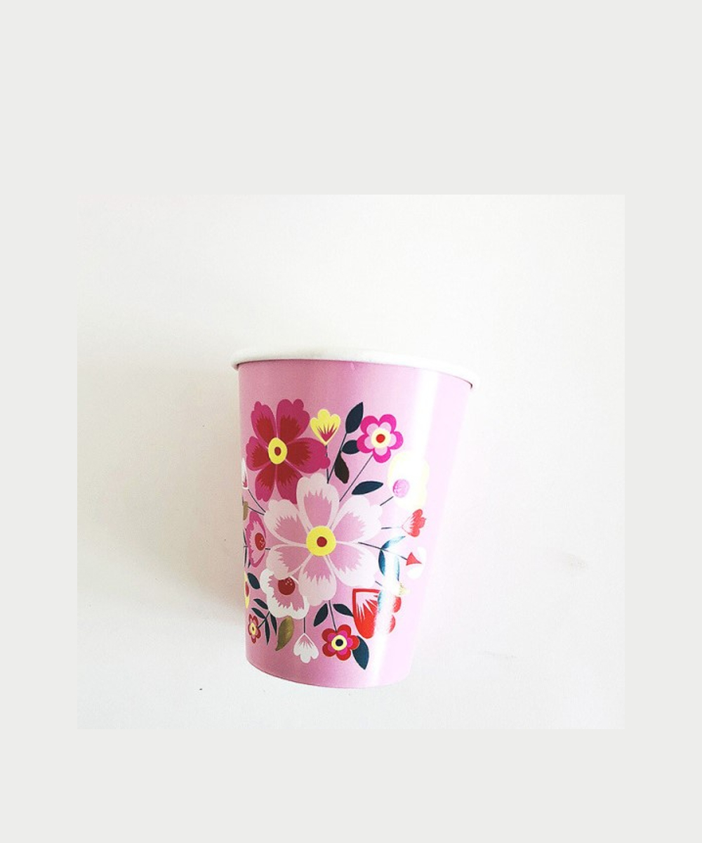 floral-cup pink pink butterfly flowers cups birthday party girls