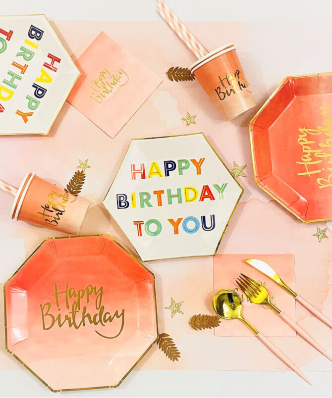 elegant plates cups napkins cutlery birthday party boys girls