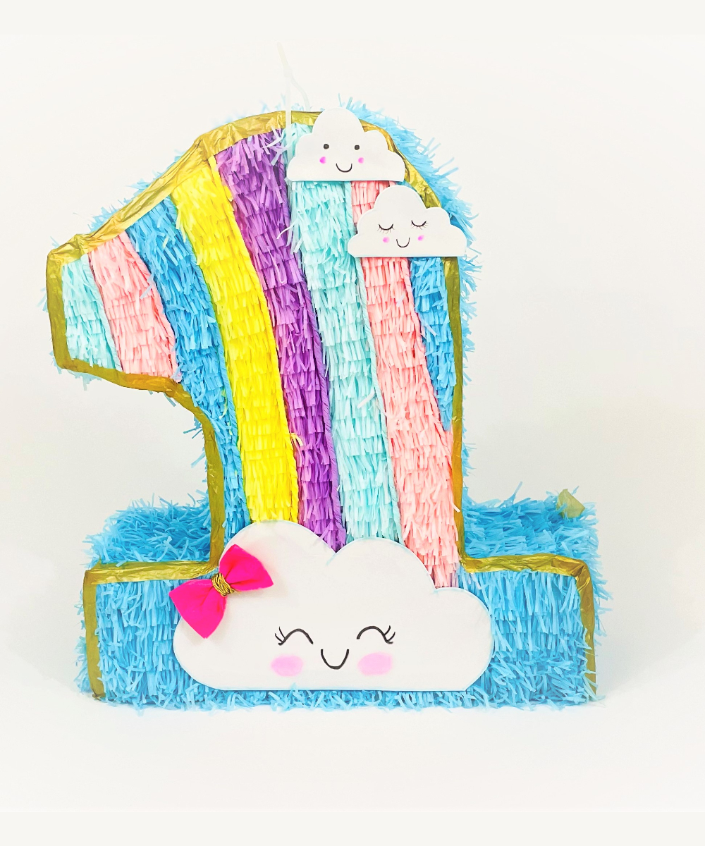pinata cloud rainbow-number1 rainbow piñata baby shower happy birthday party boys girls