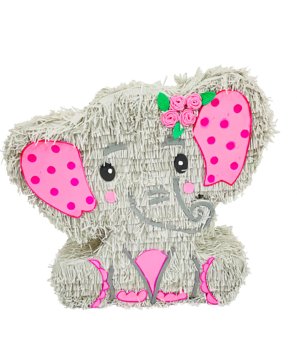 pinata elefante bebe-rosa1 baby elephant piñata baby shower happy birthday party girls