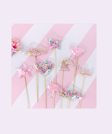 unicorn hearts happy birthday party cake topper