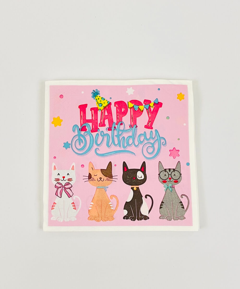 Cat-napkins cat napkins birthday party girls boys