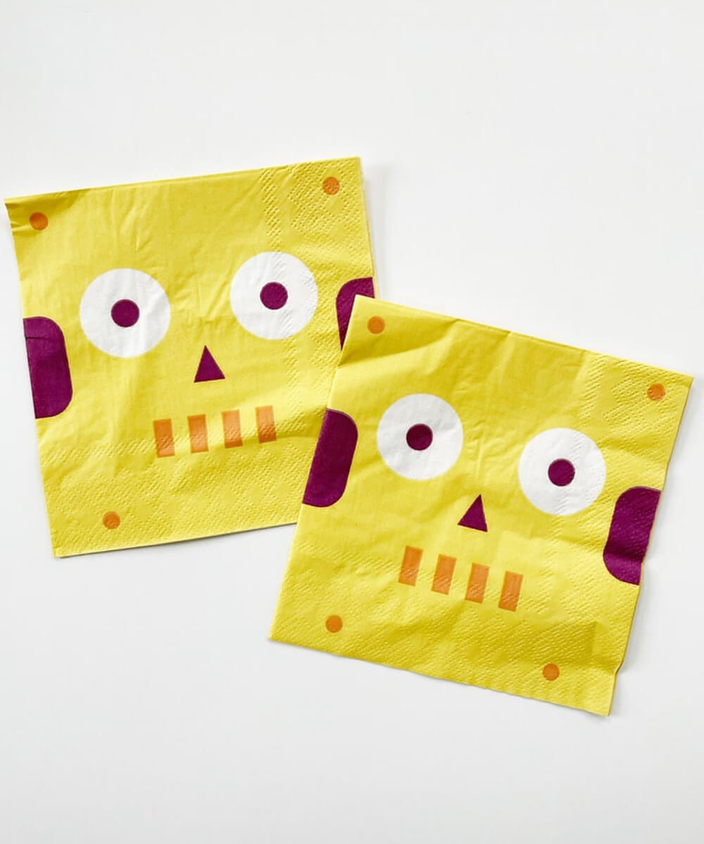 robot-napkins space robots napkins birthday party girls boys robot themed party tableware