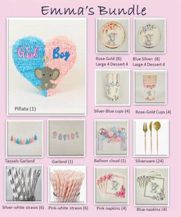 Gender reveal party pinata piñata plates napkins tableware