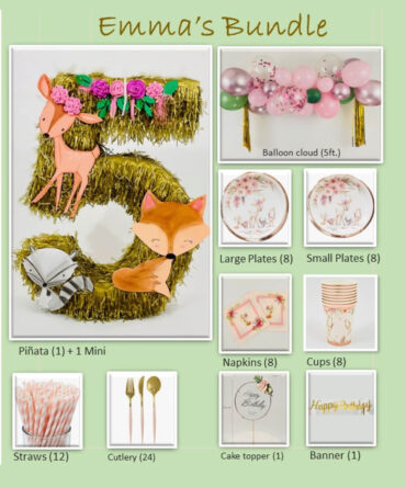 animal woodlands girl party tableware balloons