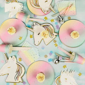 Unicorn party birthday girl rainbows cloud stars