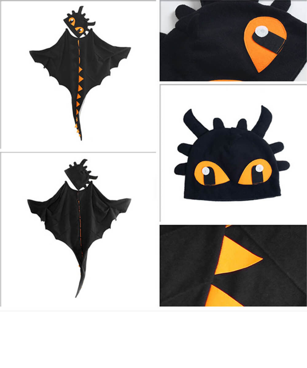 essentials-cape black dragon dinosaur cape boys girls custom